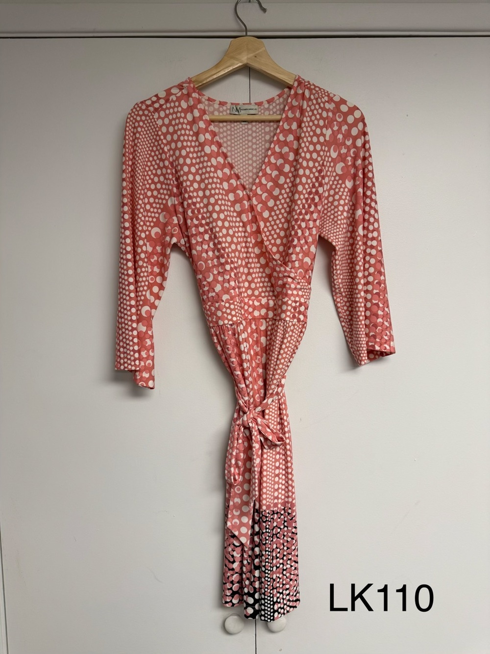 NM Neiman Marcus Pink Polka Dot Wrap Dress Size 8